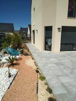 terrasse, exterieur, carrelage, gris, jardin